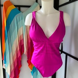 Nwt La Blanca hot pink one piece strappy swimsuit